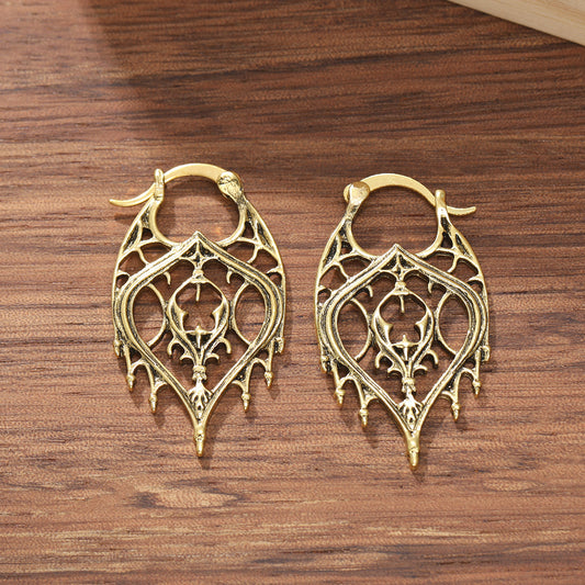Hollow-Out Geometric Earrings | Retro Irregular Zinc Alloy Earrings for Women
