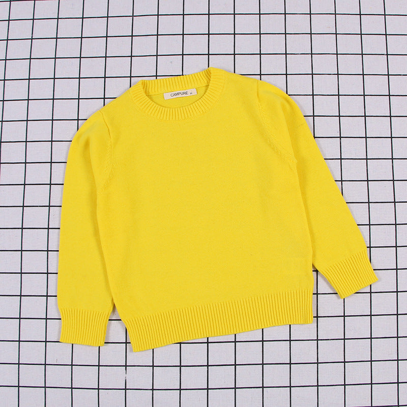 Children's Solid Colour Knitted Cotton Pullover Sweater | Boys & Girls | Age 12M-8Y