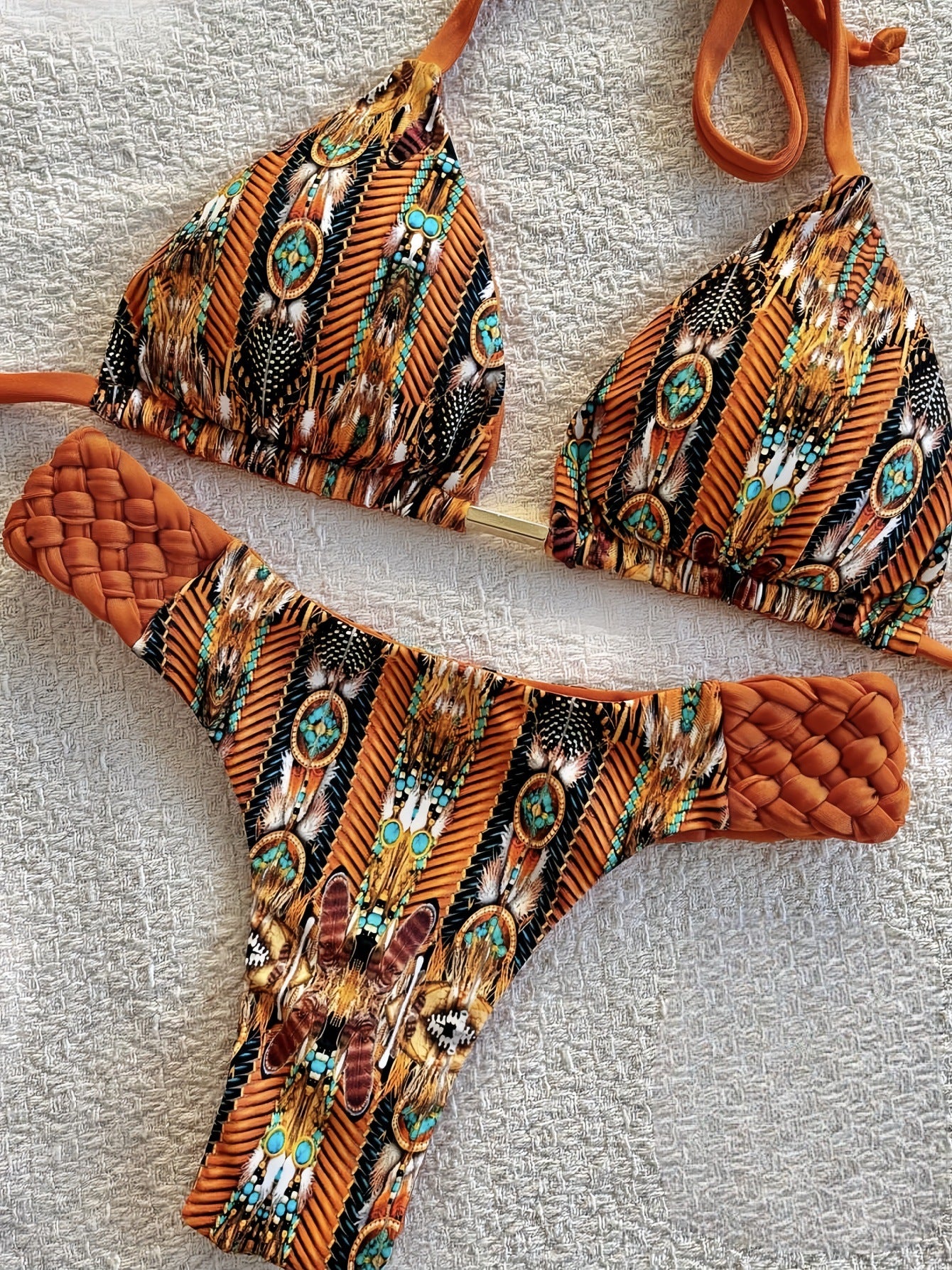 Women's Braided Rope Detail Bikini | Two-Piece Nylon Swimsuit | S–L