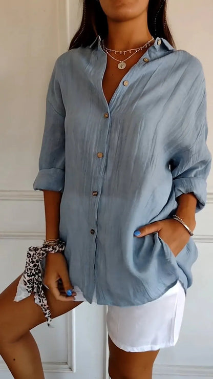 Women's Loose Fit Long Sleeve Cardigan Shirt | 13 Colours | XS–5XL