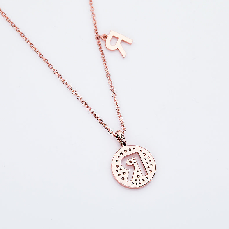 Moissanite Letter R Necklace | Platinum-Plated S925 Silver | GRA Certified