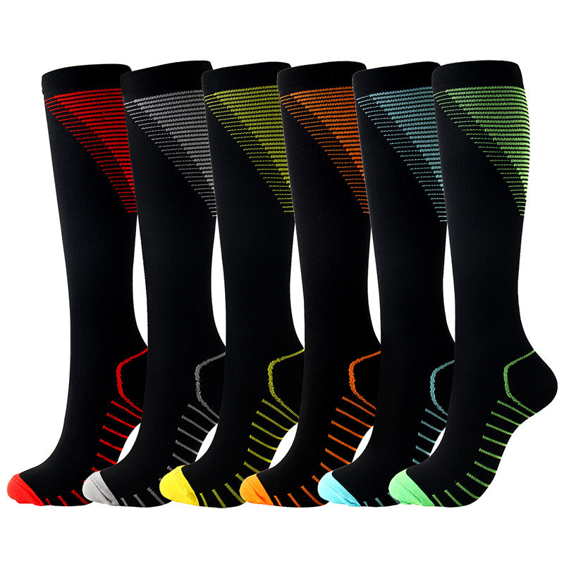 Unisex V-Shape Nylon Compression Socks Mid-Tube S/M L/XL 6 Colours