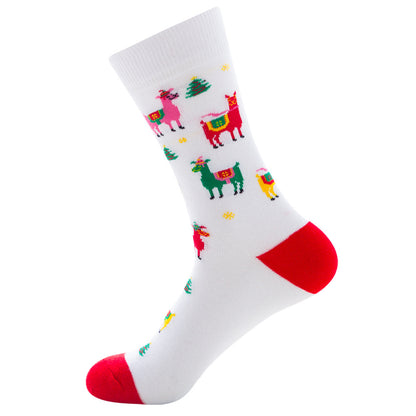 Men’s Novelty Jacquard Cotton Mid-Tube Socks 26 Designs Santa Moose EU 39-46