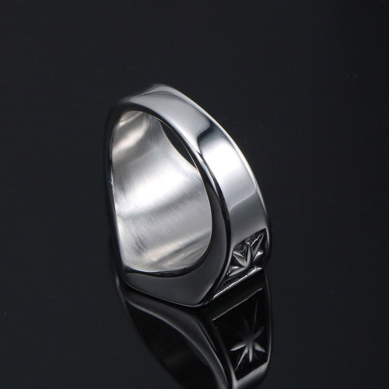 Unisex Titanium Steel Dripping Oil Retro Ring – Geometric Couple Band
