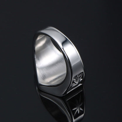 Unisex Titanium Steel Dripping Oil Retro Ring – Geometric Couple Band