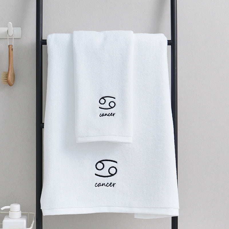 Zodiac Constellation Embroidered Cotton Towel