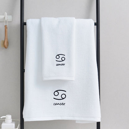 Zodiac Constellation Embroidered Cotton Towel