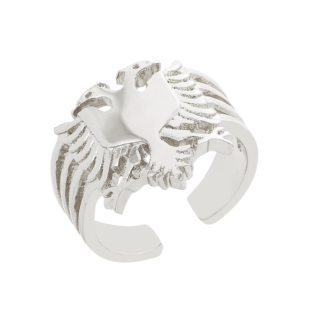 Unisex Alloy Eagle Ring – Electroplated Statement Band Silver, Gold & Set