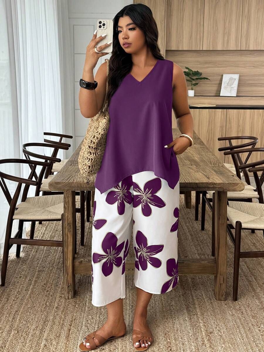 Women's Sleeveless Vest and Cropped Pants Co-ord Set
