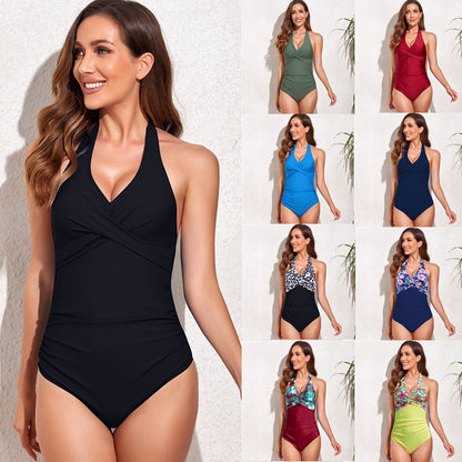 Women's One-Piece Swimsuit | Floral & Print Nylon Swimwear S–2XL