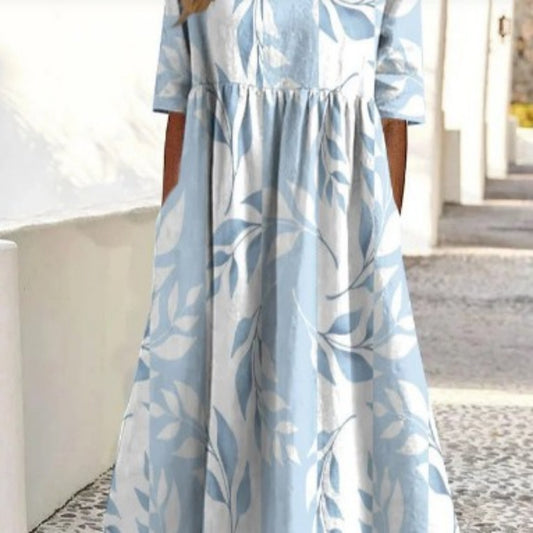Women's Sleeveless Deep V-Neck Geometric Print Maxi Dress