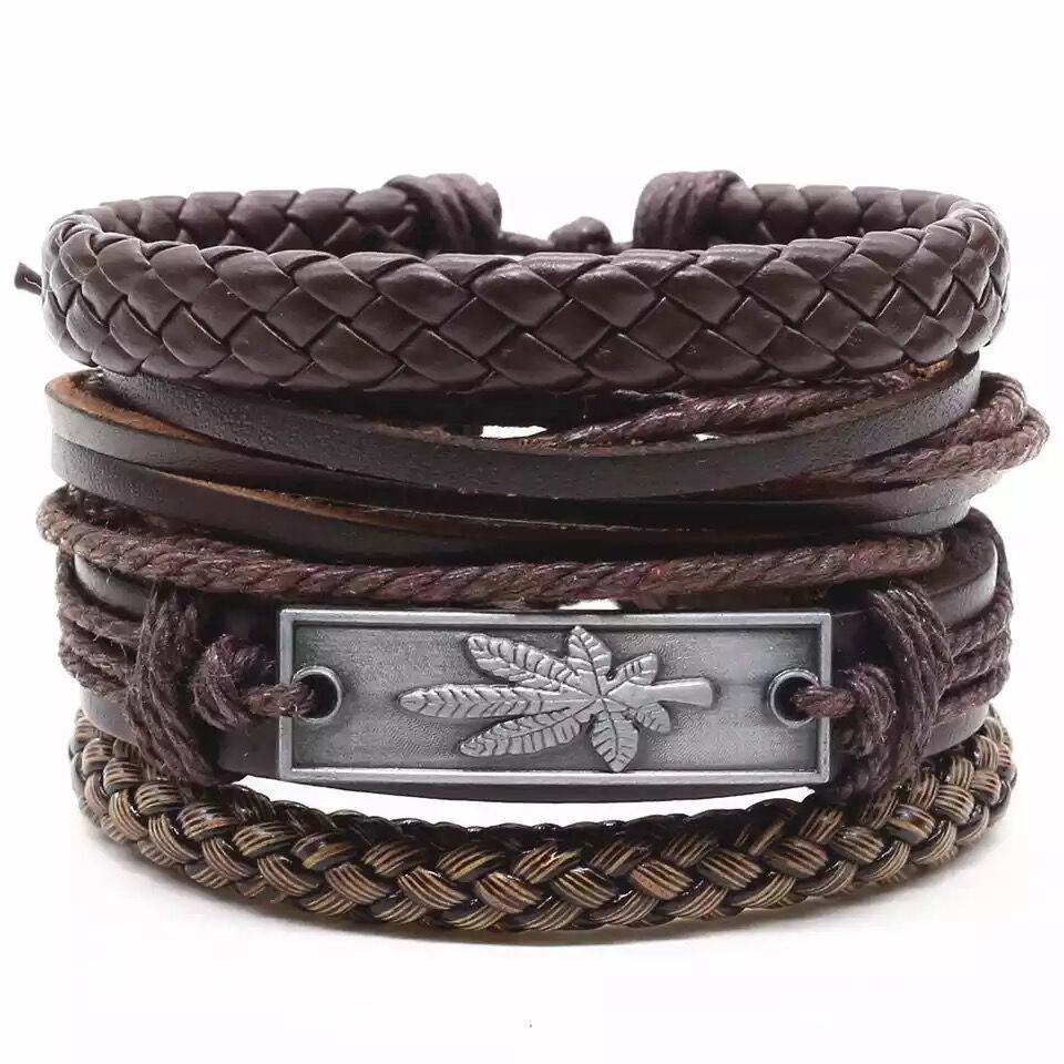 Men's Vintage Leather Bracelet – Woven & Knitted Styles, 30 Designs