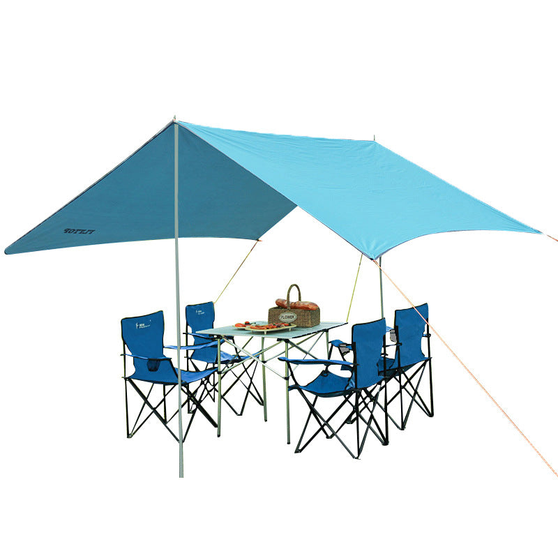 290×300cm Waterproof Camping Tarp & Canopy – 210D Oxford Cloth Sun Shelter with Poles & Pegs