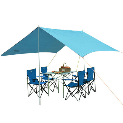 290×300cm Waterproof Camping Tarp & Canopy – 210D Oxford Cloth Sun Shelter with Poles & Pegs