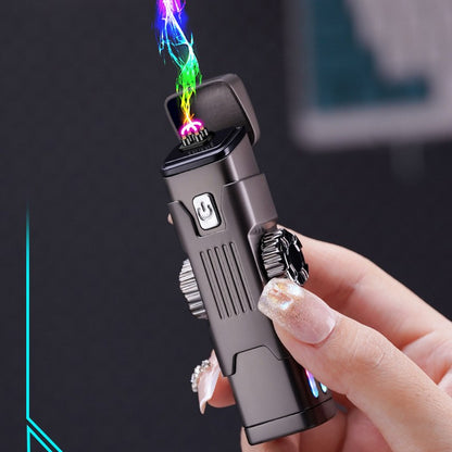LED USB Rechargeable Metal Lighter | Colourful Lights | Grey Pink Purple Silver