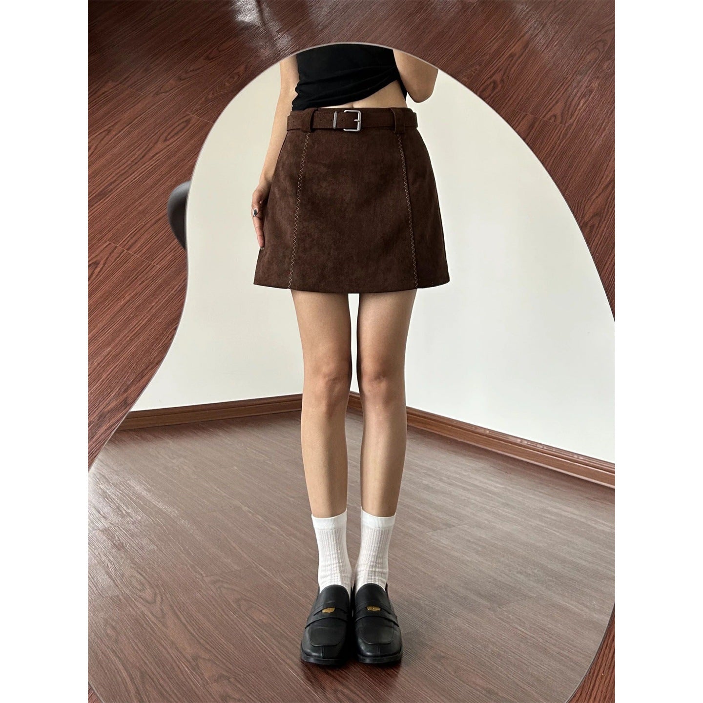 Women's A-Line Suede Fleece Mini Skirt