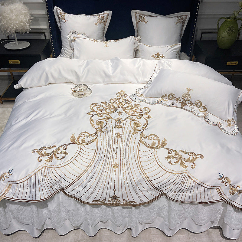 Pure Cotton Luxury 4-Piece Bedding Set – Duvet Cover with Bed Sheet or Skirt