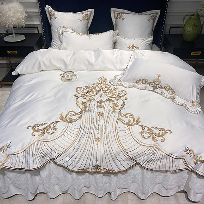Pure Cotton Luxury 4-Piece Bedding Set – Duvet Cover with Bed Sheet or Skirt