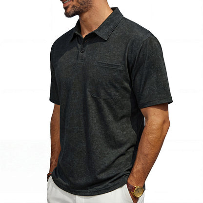 Men's Distressed Lapel Polo Shirt | Loose Fit Short Sleeve