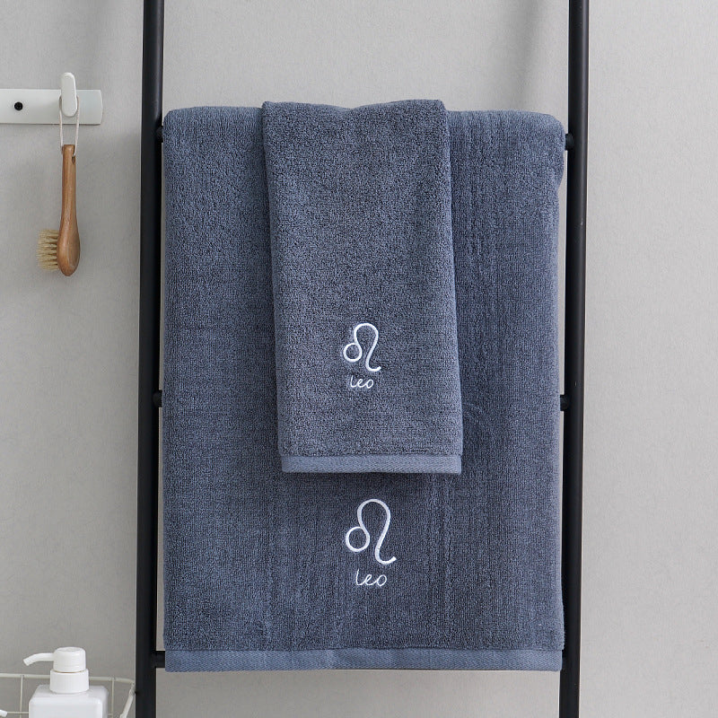 Zodiac Constellation Embroidered Cotton Towel