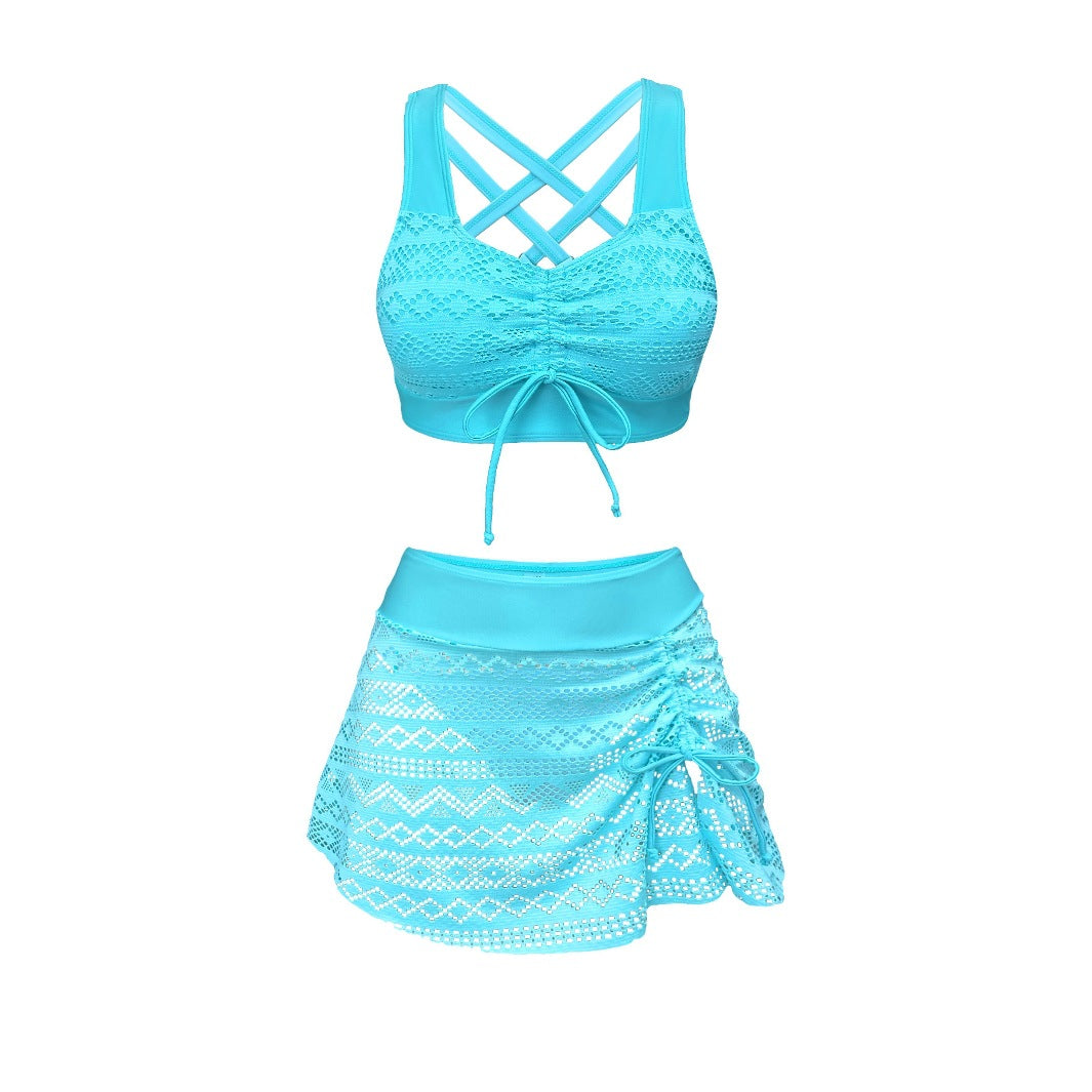 Women's Two-Piece Skirted Swimsuit | Bikini Top & Swim Skirt | S–2XL