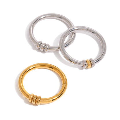 18K Gold Titanium Steel Geometric Joint Ring