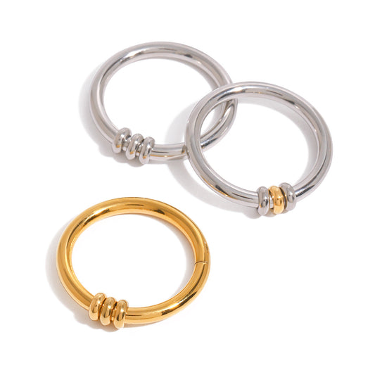 18K Gold Titanium Steel Geometric Joint Ring