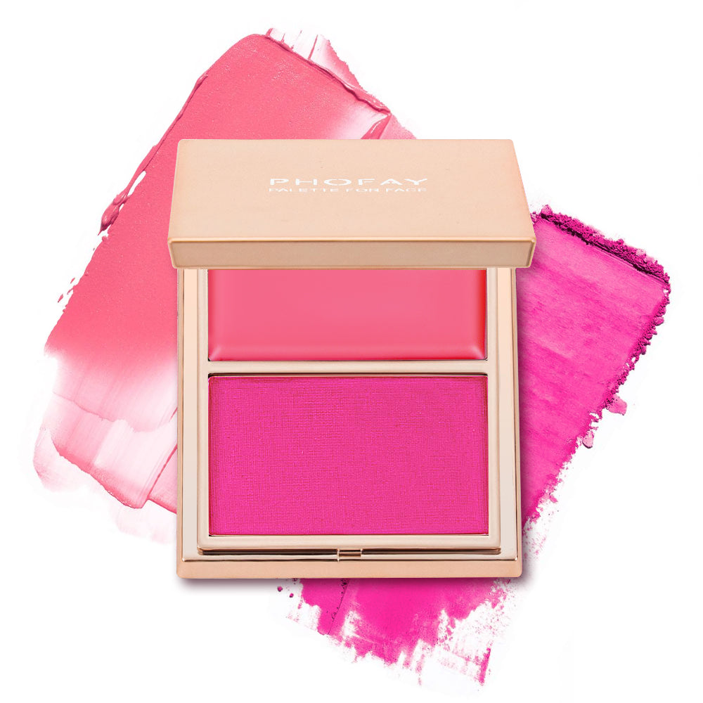 Cream & Powder Blush Duo - Buildable Natural Finish
