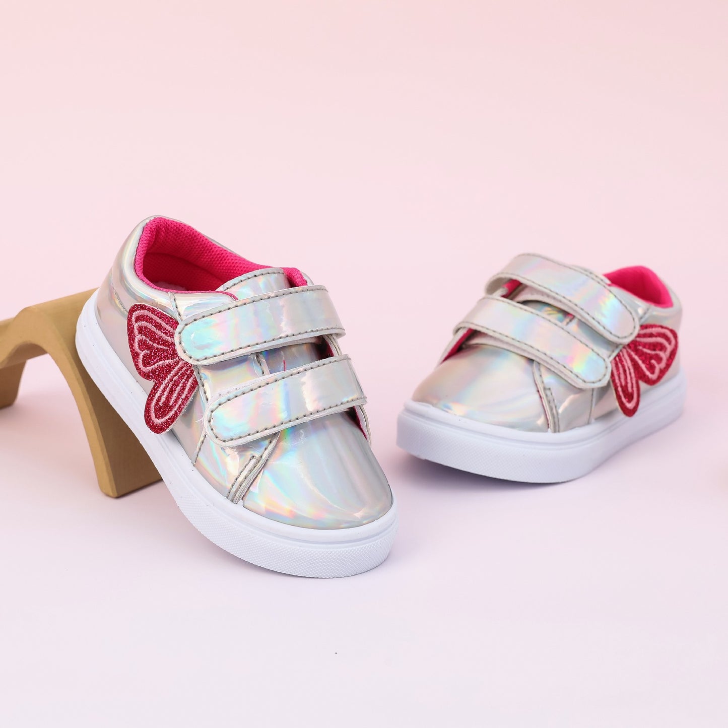 Girls' Silver Sequin Velcro Shoes | Cute Toddler & Kids Trainers