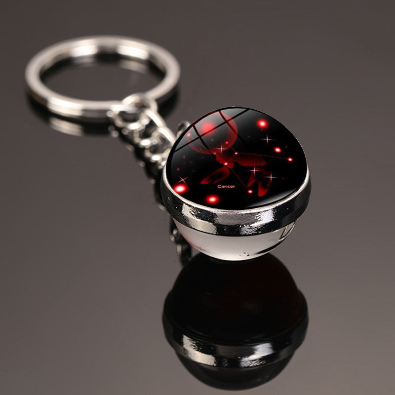 Zodiac Constellation Glass Dome Keychain | All 12 Star Signs