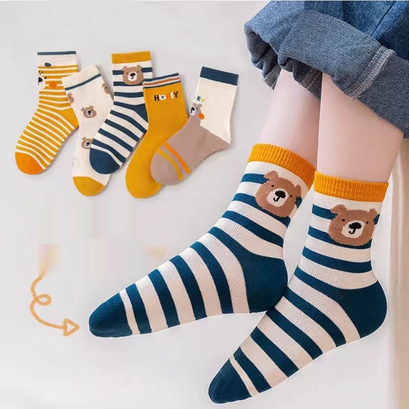 Children's Cartoon Cotton Socks – Dinosaur, Car & Bear | Kids Socks