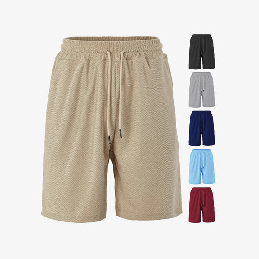 Men's Towel Jacquard Casual Shorts | Polyester Loose Fit S-3XL