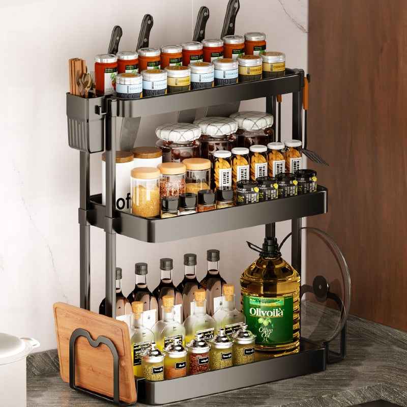 Multi-Layer Kitchen Storage Rack – Punch-Free Seasoning & Utensil Organiser