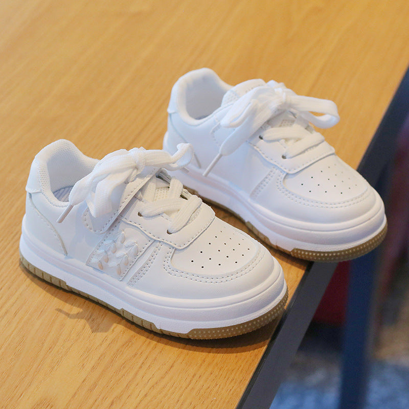 Children's White PU Velcro Trainers | Unisex Kids Shoes EU 21-38