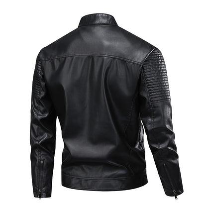 Men's Slim-Fit PU Leather Biker Jacket | Stand Collar S–3XL