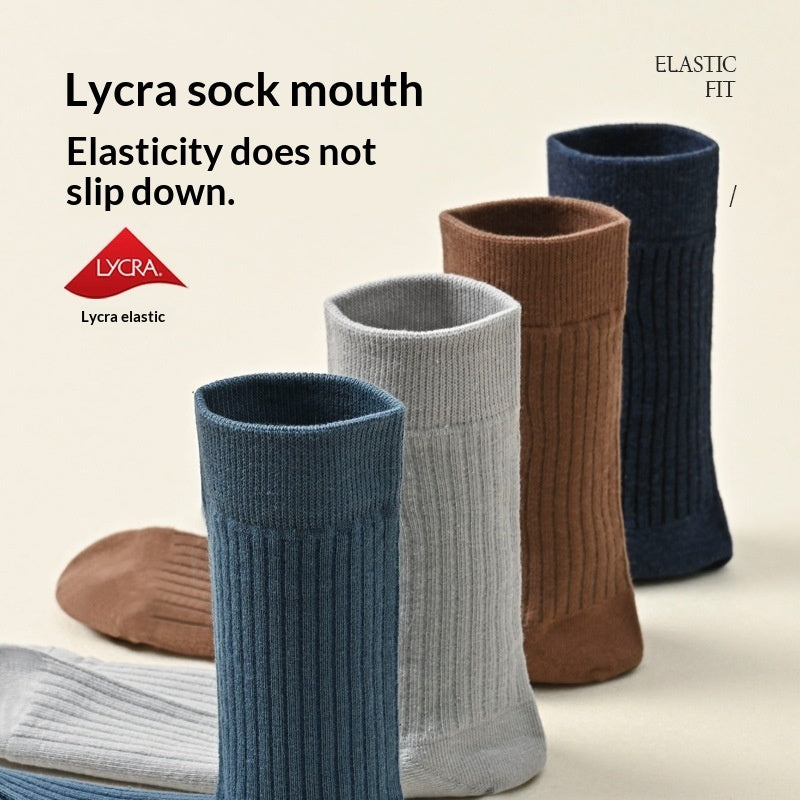 Men's 100% Cotton Mid-Calf Socks – Non-Slip Antibacterial Odour-Resistant 27 Colours