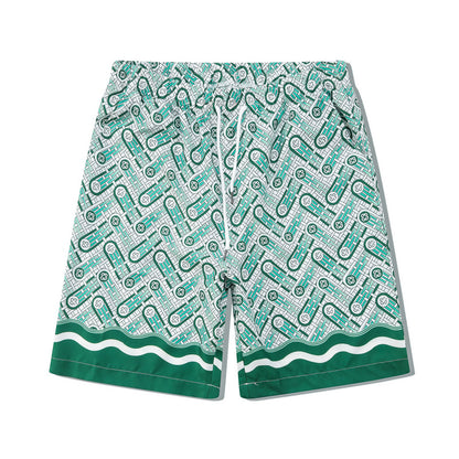 Abstract Print Shirt & Shorts Set | Retro Digital Print Casualwear