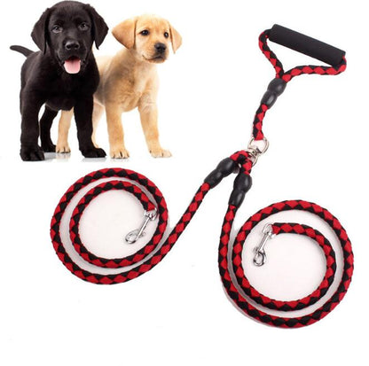 Heavy-Duty Reflective Dog Leash | Double-Ended Rope Lead with Padded Handle