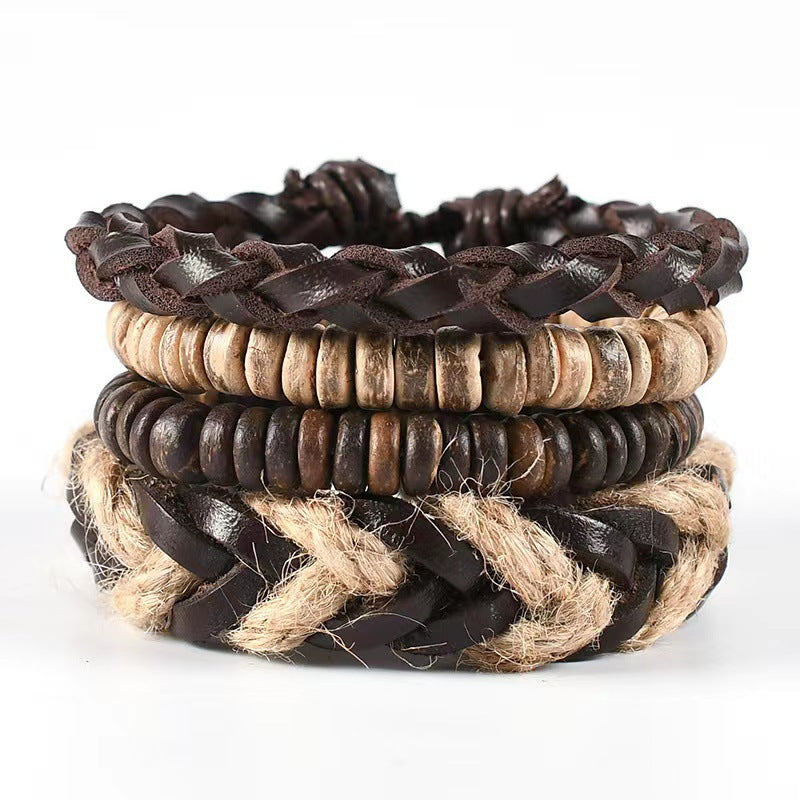 Men's Vintage Leather Bracelet – Woven & Knitted Styles, 30 Designs