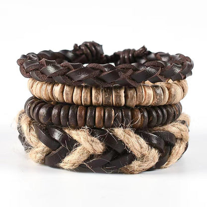 Men's Vintage Leather Bracelet – Woven & Knitted Styles, 30 Designs