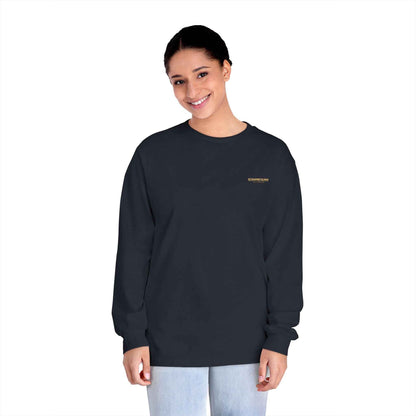 'Good Vibes Only' Long Sleeve Tee – Minimalist White & Gold Unisex Top