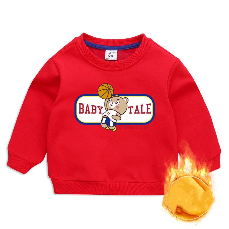 Children's Cartoon Bear Fleece Sweatshirt | Boys Warm Pullover