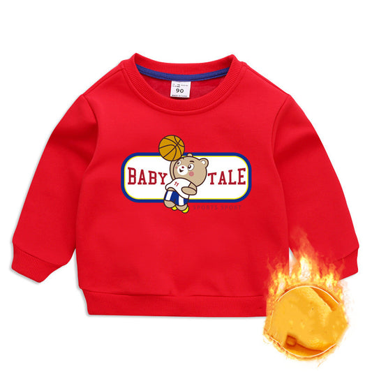 Children's Cartoon Bear Fleece Sweatshirt | Boys Warm Pullover