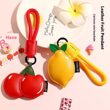 Cute Fruit Leather Keyring | Peach, Lemon & Cherry