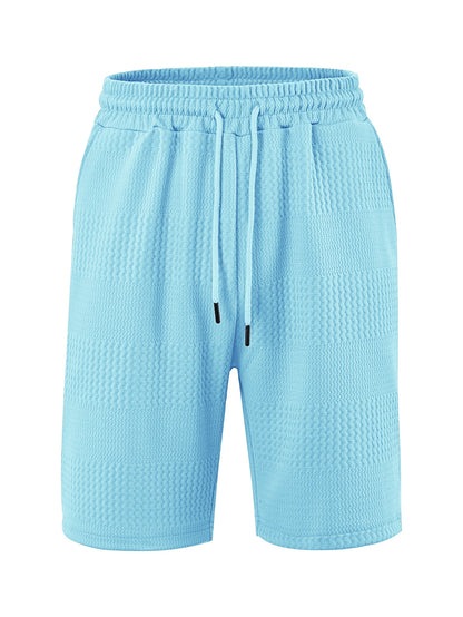 Men's Jacquard Stripe Casual Shorts | Polyester Loose Fit S-3XL