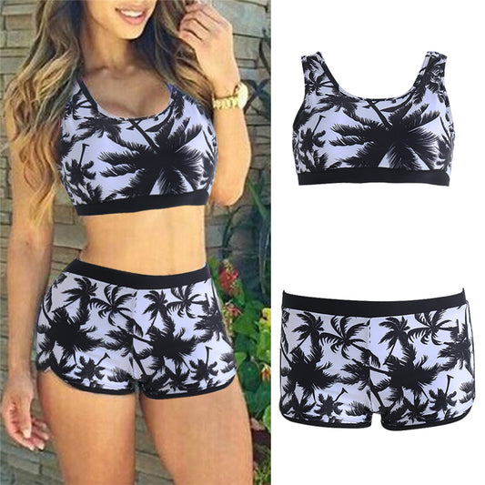 Women's Coconut Palm Print Sports Bikini Set | S, M, L