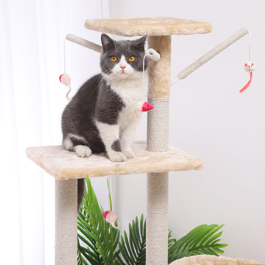 Large Cat Tree & Climbing Frame | Sisal & Plush | 140cm