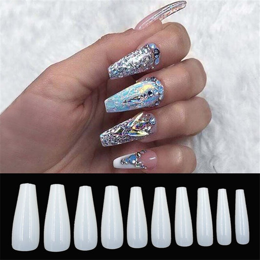 500-Piece Ballet False Nails – ABS Coffin Tips | Clear & Natural