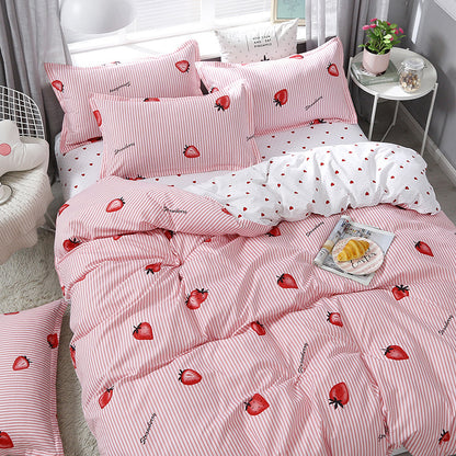 Pink Floral Botanical Print Duvet Cover Set – Polyester Bed Linen