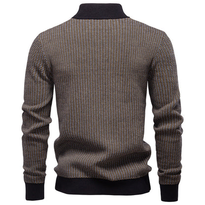 Men's Half-Zip Stand Collar Sweater | Slim Fit Cotton Blend